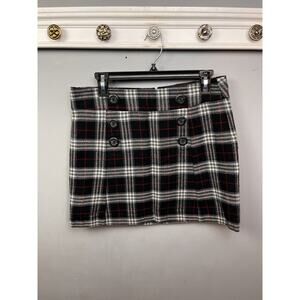 Gap Mini Skirt Womens M Black Gray White Tartan Plaid Dark Academia Ally McBeal